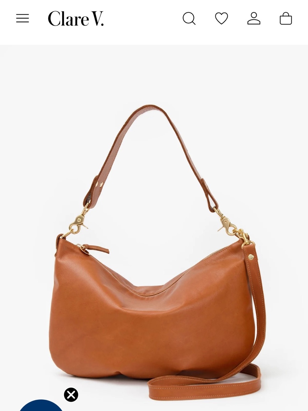 Clare V Brown Leather Shoulder Hobo with Gold Hardware